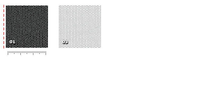 BHO - Holo Scrim 01. bianco03. grigioLa linea rossa tratteggiata identifica la posizione della cimosa rispetto alla maglia.