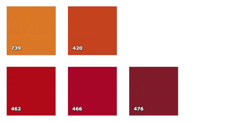 QLA - Laccato 420. arancione scuro462. rosso466. rosso cardinale476. amaranto scuro739. arancione