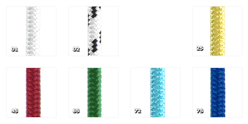 3E - Cuerda Poly 01. blanco02. blanco - negro25. amarillo45. rojo65. verde73. azul claro75. azul