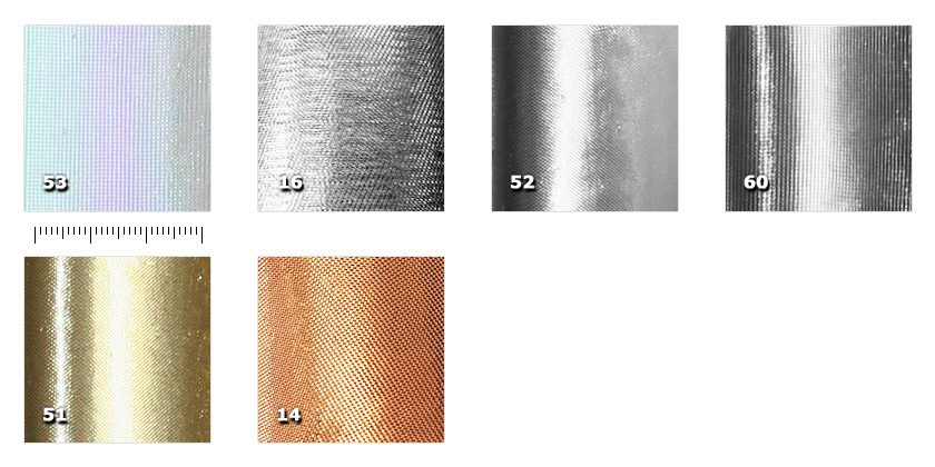 HLU - Lucilla 14. cobre16. níquel51. oro52. plata53. iridiscente60. negro-plata