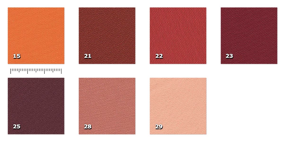 HSV - Trevi 15. naranja * (30 m)21. rojo ladrillo **22. rojo * (231 m)23. burdeos **25. ciruela **28. rosa oscuro **29. rosa claro *** Disponibilidad actual** Pedido m�nimo: 200 m