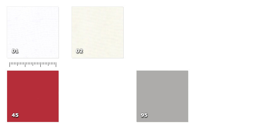 HSX - Sintex 01. blanco02. marfil45. rojo95. gris