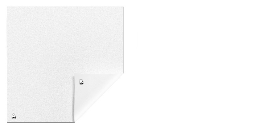 PBO - Bianco Ottico A. blanco en relieve mate (lado para mirar)B. blanco liso brillante (lado trasero)