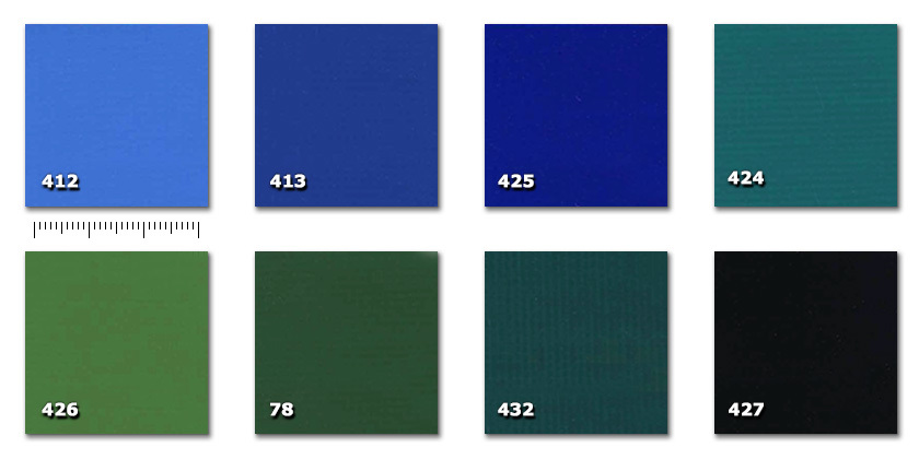 QPE - Resil412. azul claro413. azul425. azul oscuro424. turquesa426. verde claro78. verde432. verde oscuro427. negro