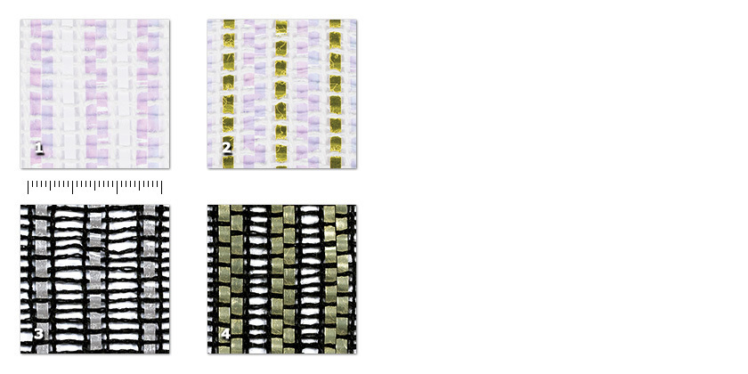 QSG - Super Glam 01. blanco / film iridiscente * (130 m)02. blanco / film iridiscente + oro * (69 m)03. negro / film plata + transparente * (5 m)04. negro / film oro + transparente * (239 m)* disponibilidad limitada a la cantidad indicada