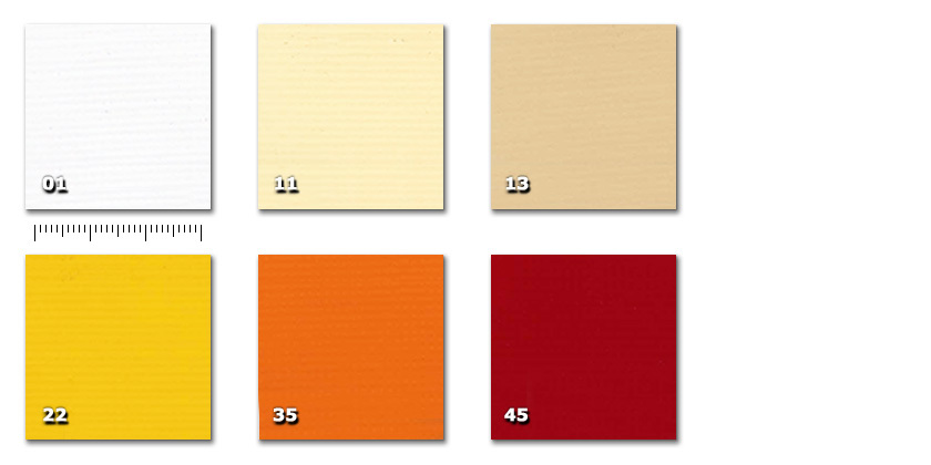QPE - Resil 01. branco11. marfim13. bege22. amarelo35. orange45. vermelho