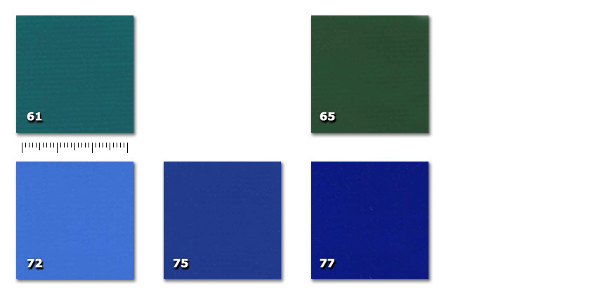 QPE - Resil 61. turcoaz65. verde72. albastru deschis75. albastru77. albastru închis