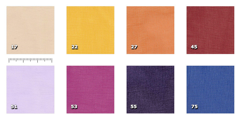 EVA300P - Aurora width 300 cm17. beige22. yellow27. orange45. red51. lilac53. cyclamen55. violet75. blue