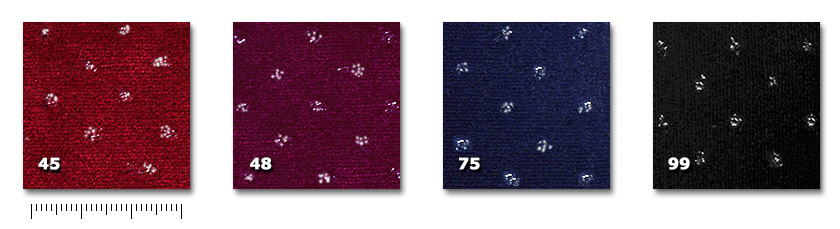 FET - toile 45. red * (237 m)48. bordeaux * (55 m)75. blue * (86 m)99. black * (225 m)* availability limited to the indicated quantity