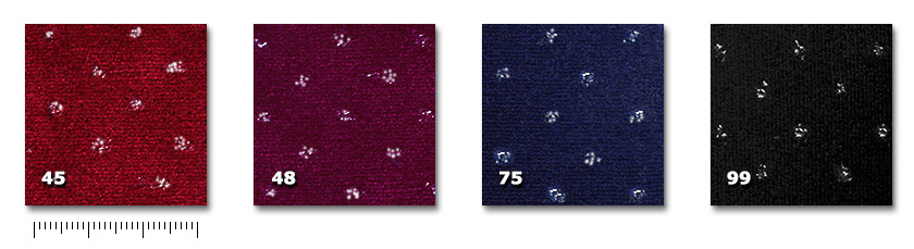 FET - toile 45. red * (237 m)48. bordeaux * (55 m)75. blue * (86 m)99. black * (225 m)* availability limited to the indicated quantity