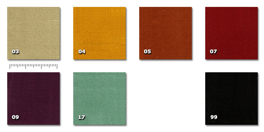 FOR - Orfeo 03. beige * (30 m)04. gold yellow * (31 m)05. brick red * (14 m)07. red * (15 m)09. plum violet * (159 m)17. turquoise * (124 m)99. black * (116 m)* availability limited to the indicated quantity