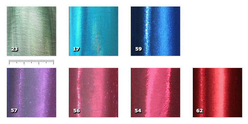 HLU - Lucilla 17. turquoise23. green54. red56. fire red **57. lilac *59. blue62. scarlet red *** minimum order ± 300 m** special colours available at this time