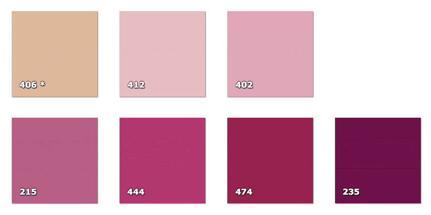 QLA130P - Laccato width 130 cm 215. ancient pink235. bordeaux402. pink406. peach * (28 m)412. light pink444. dark pink474. dark pink* availability limited to the indicated quantity