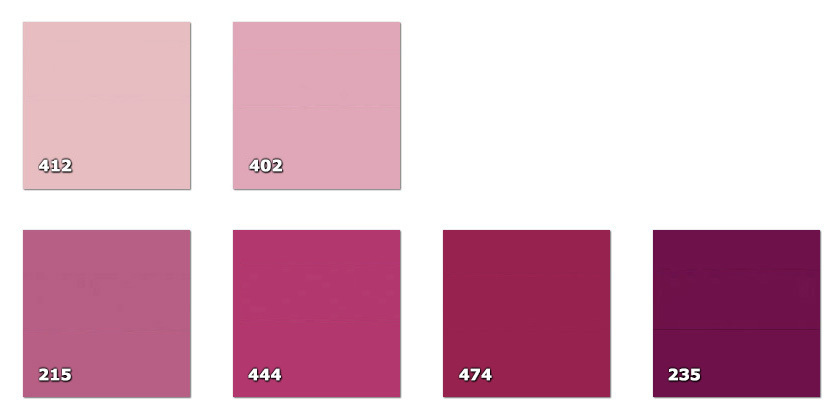 QLA - Laccato 215. ancient pink235. bordeaux402. pink412. light pink444. dark pink474. dark pink