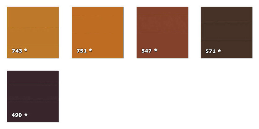 QLA - Laccato 490. very dark brown* (90 m)547. light brown * (59 m)571. seal brown * (58 m)743. light brown * (18 m)751. brick red * (90 m)* availability limited to the indicated quantity